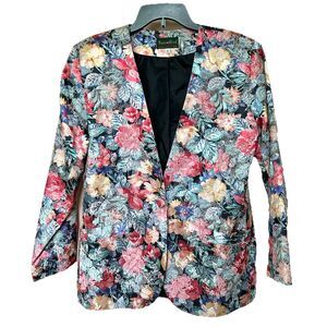 VTG Tailor Flex Blazer Women’s 8 Floral Iridescent